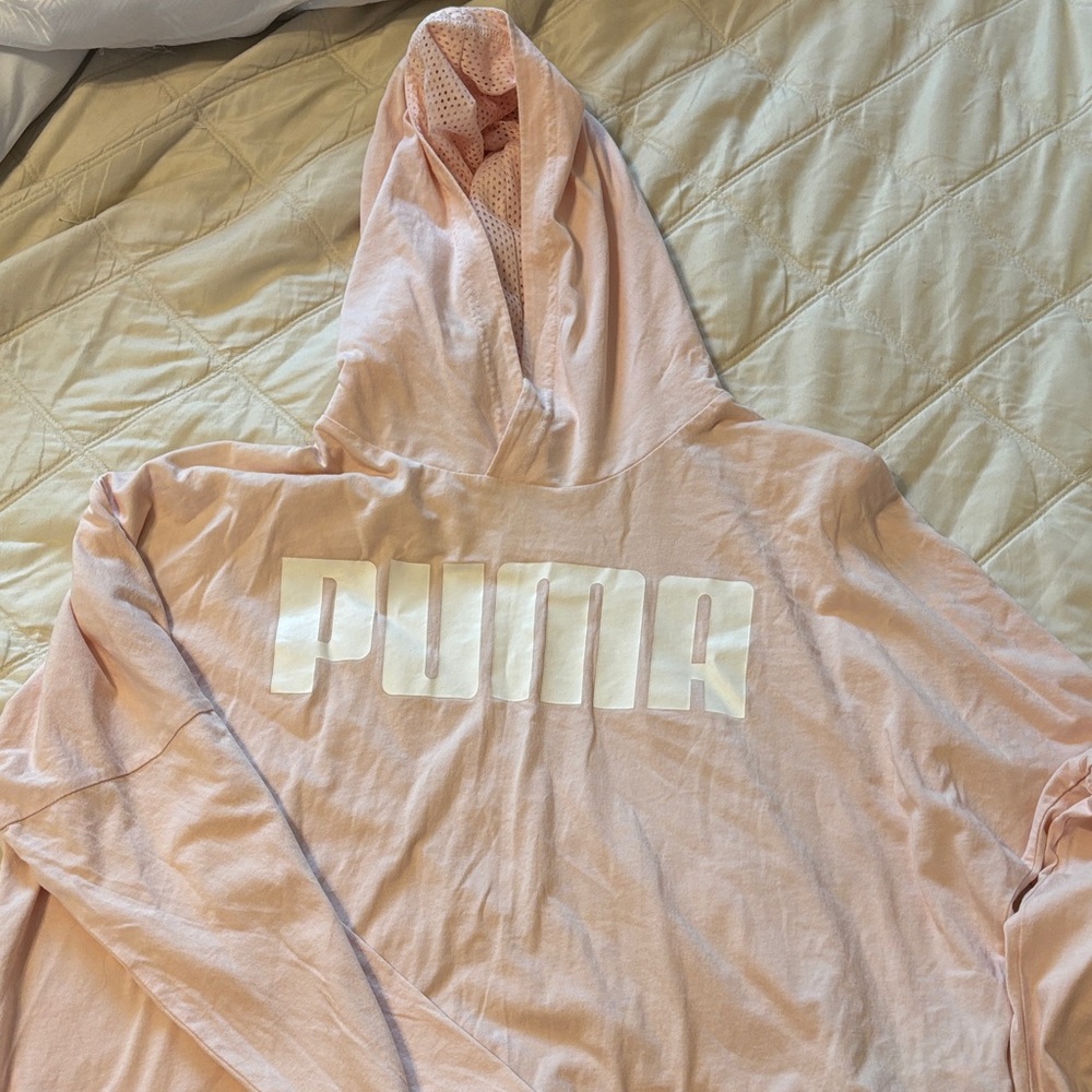 Puma Light Pink Hoodie with White Logo